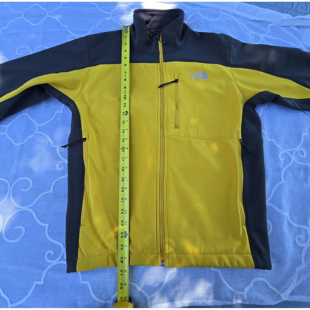 The North Face Softshell Jacket Yellow Black Full Zip Mens Size M Windproof